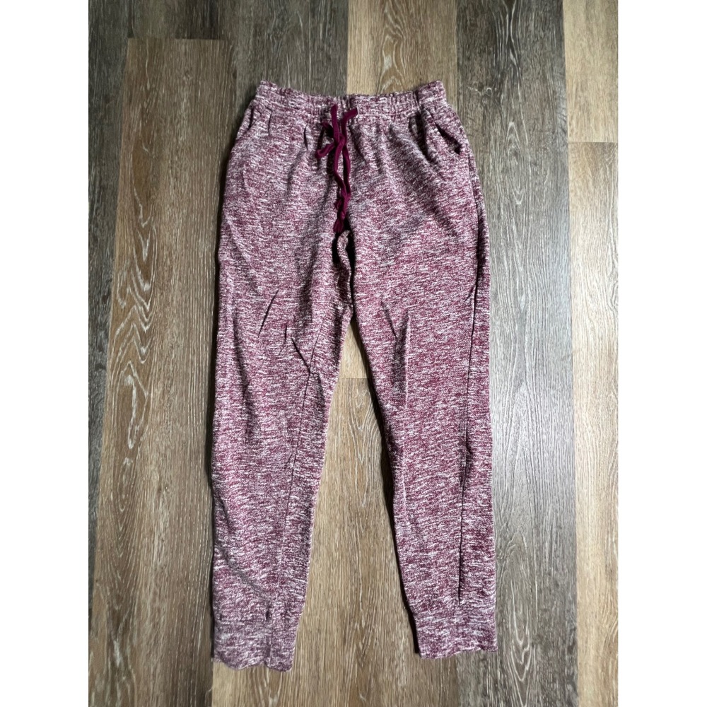 Ambiance Joggers Womens Small Burgundy Marled Knit Drawstring Sweatpants
